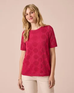 Ajourpullover mit Halbarm