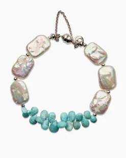 Armband mit Larimar, SWZ-Perle und Hämatit