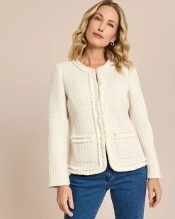 Blazer Boucleoptik mit Fransen
