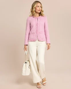 Blazer Boucleoptik mit Fransen