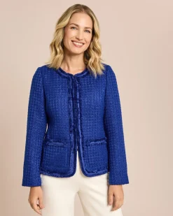 Blazer Boucleoptik mit Fransen