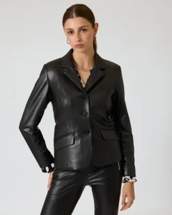Blazer in Lederoptik