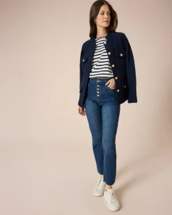 Blazer-Jacke strukturierte Wollmischung