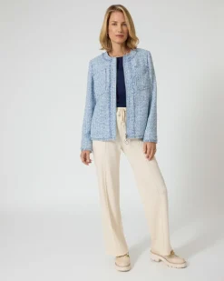 Bouclé-Blazer mit Fransenkanten