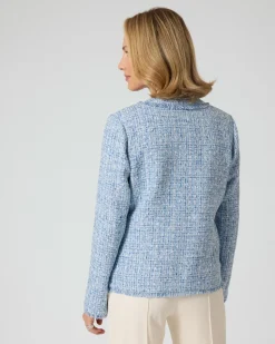 Bouclé-Blazer mit Fransenkanten