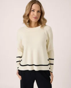 Boxy Strickpullover mit Zierknöpfen