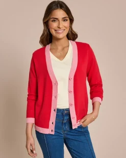 Cardigan mit farbiger Knopfleiste