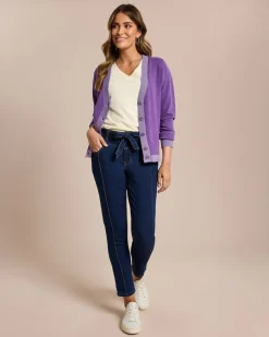 Cardigan mit farbiger Knopfleiste
