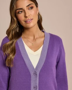 Cardigan mit farbiger Knopfleiste