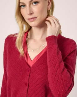 Cardigan mit Lochstrickmuster