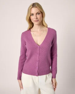 Cardigan mit Lochstrickmuster