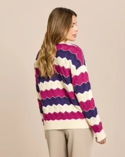 Cardigan mit welligen Streifen