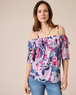 Carmen-Shirt mit Blütendruck