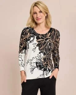 Classic Pullover mit kontrastfarbigen Blumen