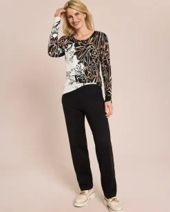Classic Pullover mit kontrastfarbigen Blumen