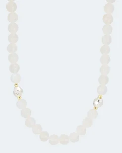Collier aus Rainbow Mondstein & Hämatit