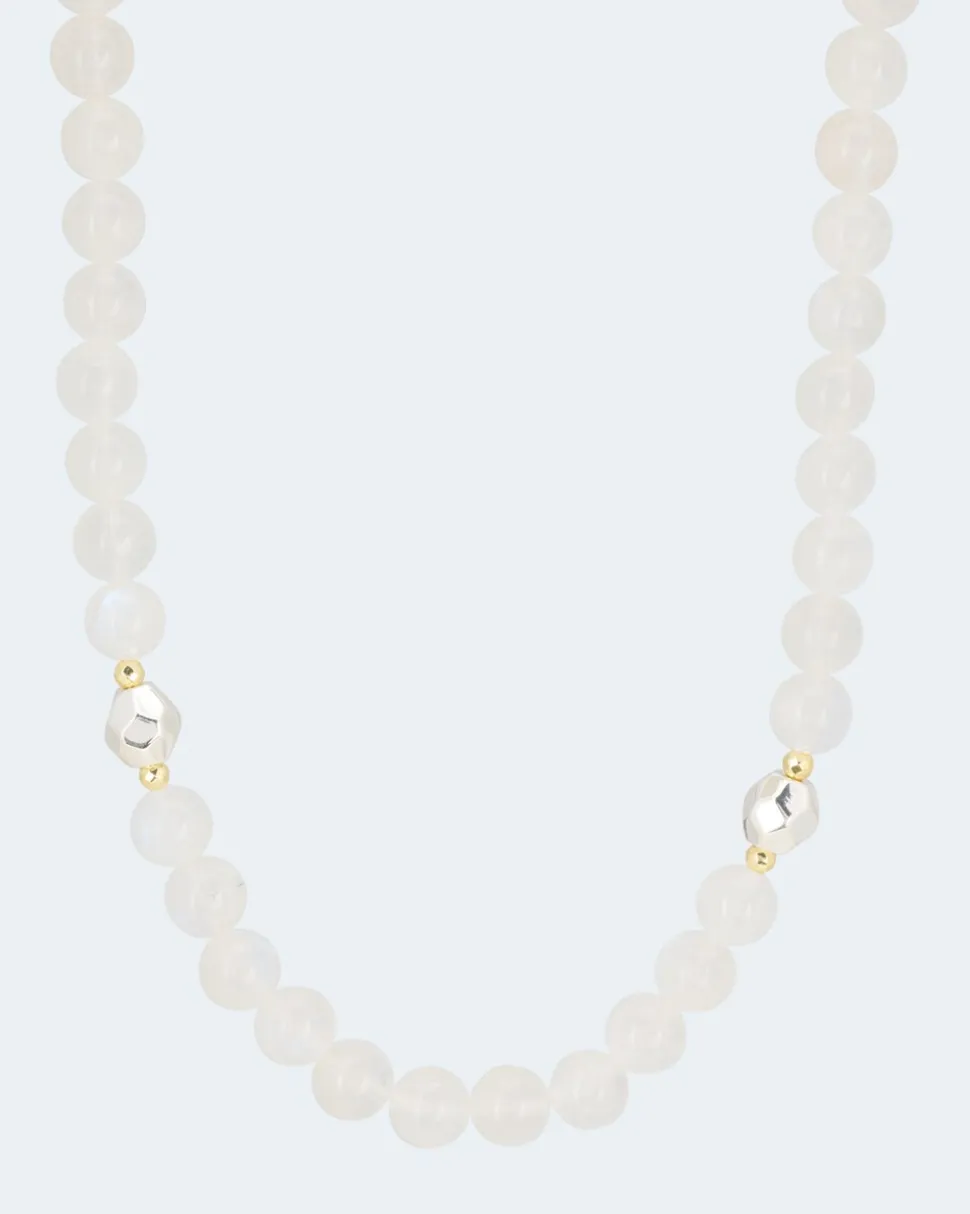 Collier aus Rainbow Mondstein & Hämatit
