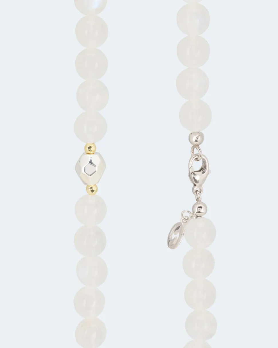 Collier aus Rainbow Mondstein & Hämatit