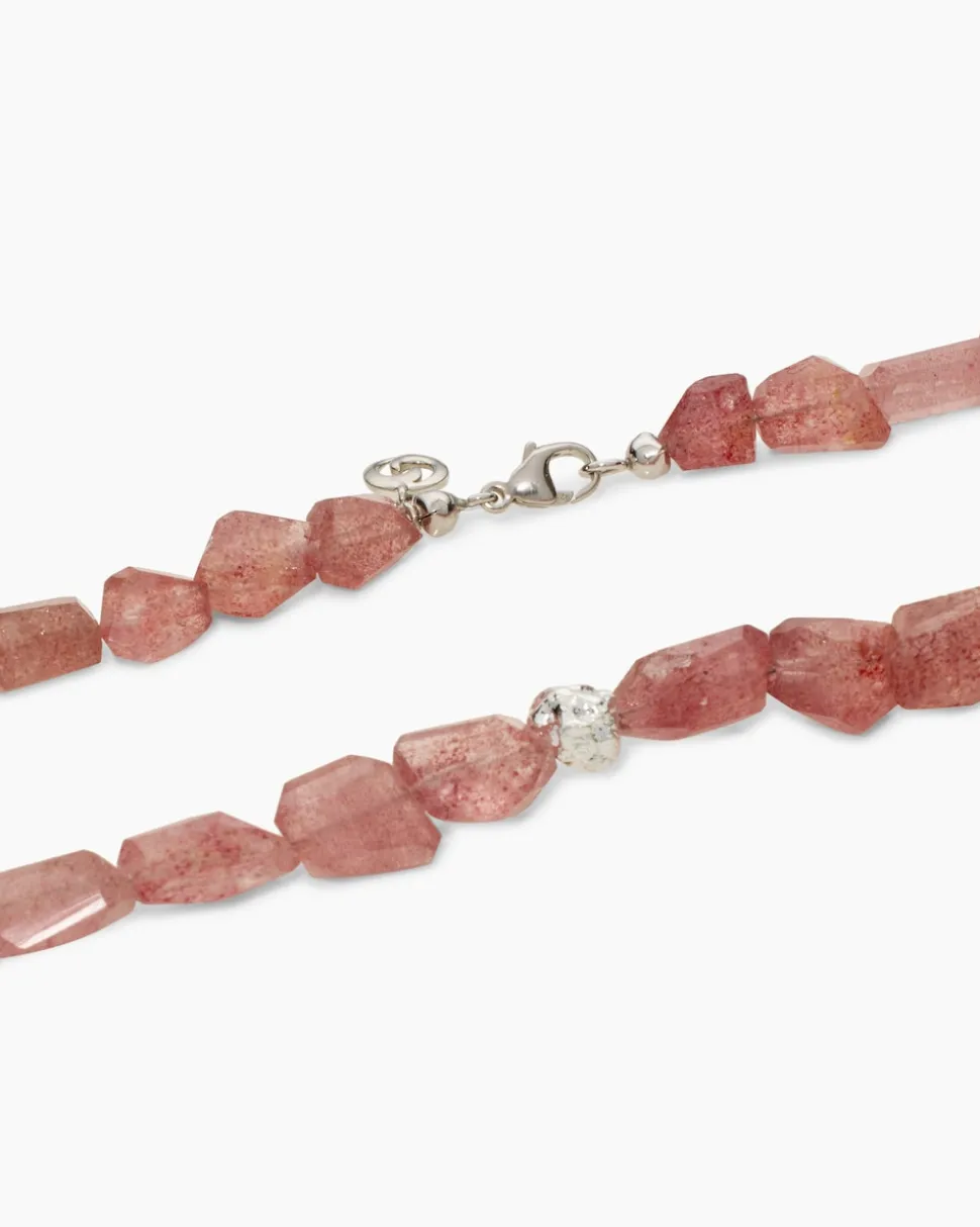 Collier mit Strawberry Quarz und Pyrit