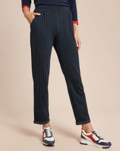 Cropped Jerseyhose mit Nadelstreifen