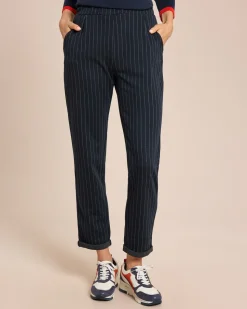 Cropped Jerseyhose mit Nadelstreifen