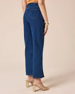 Denim weites Bein mit Schlitz
