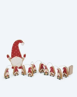 2er-Set: LED-Wichtel-Lichterkette & Holzwichtel
