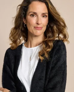 Flauschgarn Jacke mit Glanzdekorat