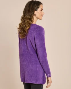 Flauschgarn Jacke mit Glanzdekorat