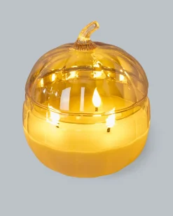 Glaskürbis mit LED Flammen