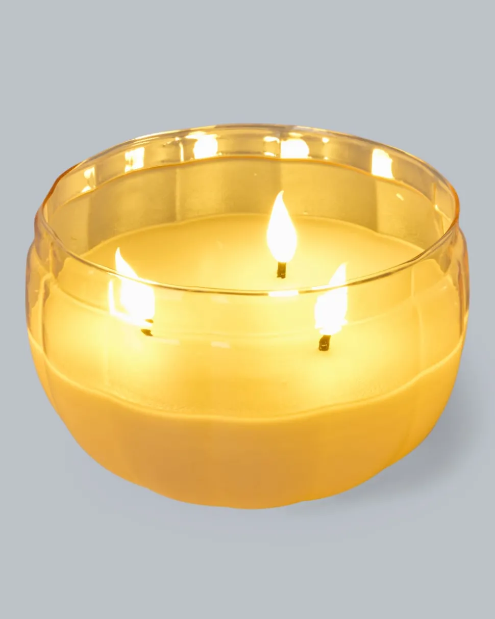 Glaskürbis mit LED Flammen