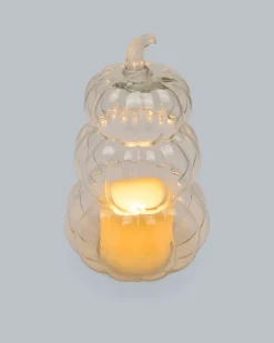 Glaskürbisse mit LED-Kerze