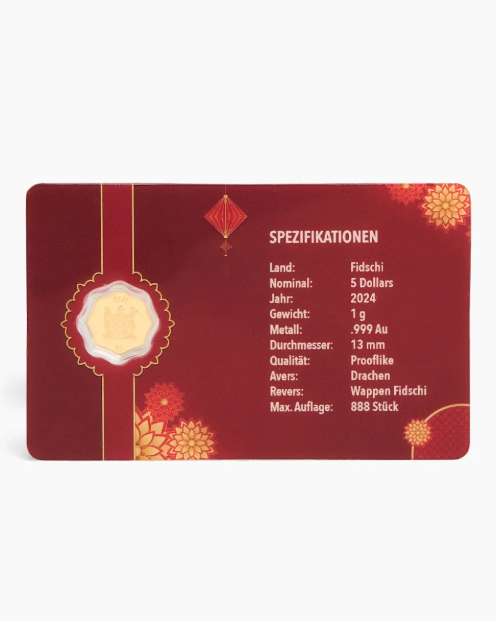 Goldmünze Blossom Shape Drache 2024