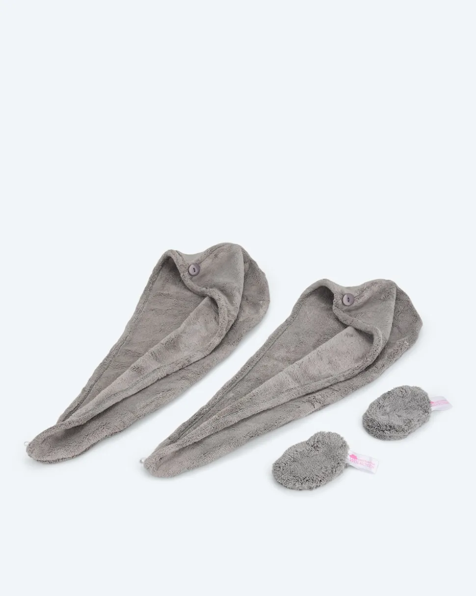 Haarturban & Abschminkwölkchen, 4tlg.