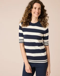 Halbarm-Pullover gestreift