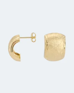 Halbcreolen, satiniert in Gold 585