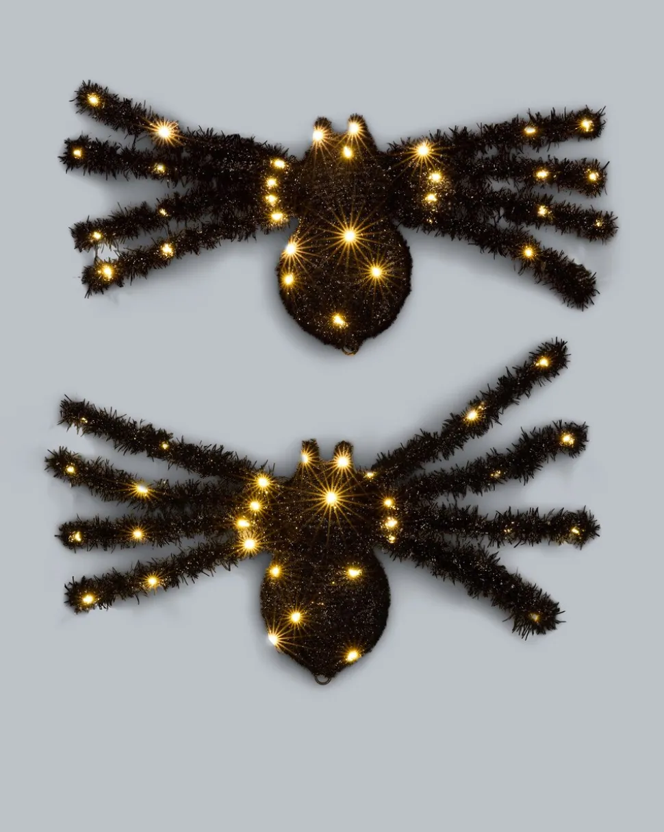 2 Halloween LED-Deko-Spinnen