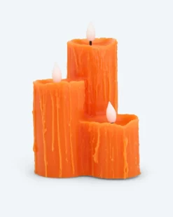 Halloween LED-Kaminkerze mit 3 Flammen