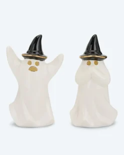 Halloween LED-Keramikgeister, 2tlg.