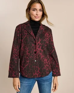 Hemdjacke aus Denim mit Leo Print
