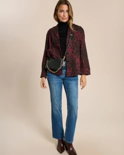 Hemdjacke aus Denim mit Leo Print