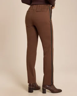 Hose mit Lederimitatbesätzen