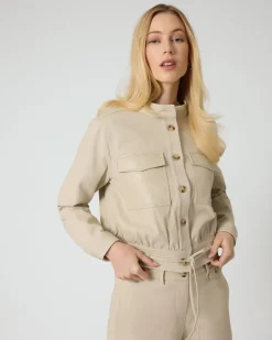 Jacke mit Lederdetails