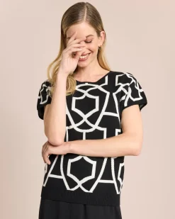 Jacquard Pullover kurzarm