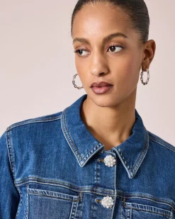 Jeansjacke mit Schmuckknöpfen