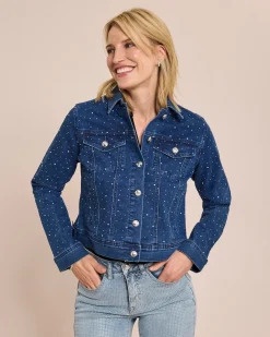 Jeansjacke mit Strasssteinen
