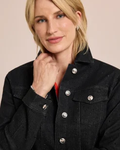 Jeansjacke mit Strasssteinen