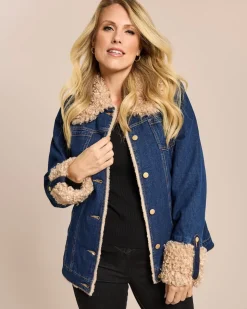 Jeansjacke mit Webpelz