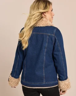 Jeansjacke mit Webpelz