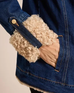 Jeansjacke mit Webpelz